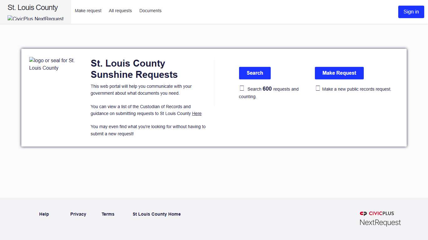 St. Louis County Sunshine RequestsNextRequest - Modern FOIA & Public Records Request Software